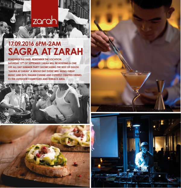 Sagra at Zarah, Satuday 17 September 6pm - 2am