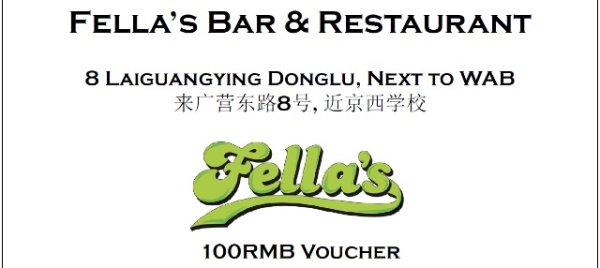 WIN A 100RMB BAR TAB TO FELLA'S